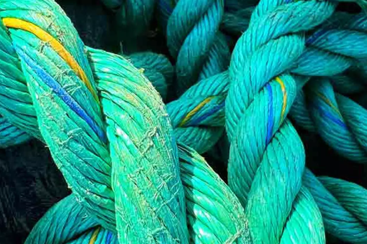 closeup of thick nylon ropes